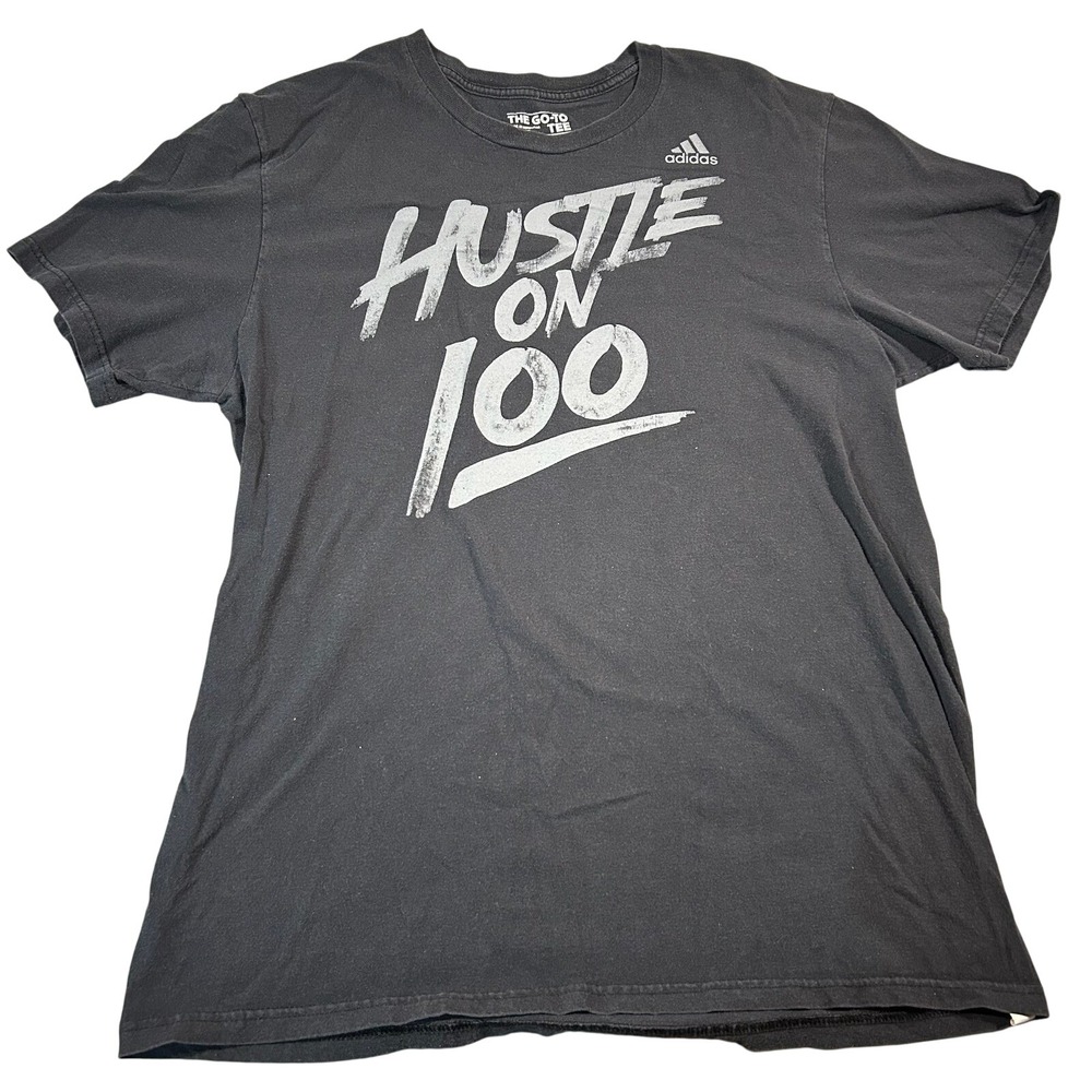 Adidas Men's T Shirt L/G Black Hustle On 100‎ Graphic Tee